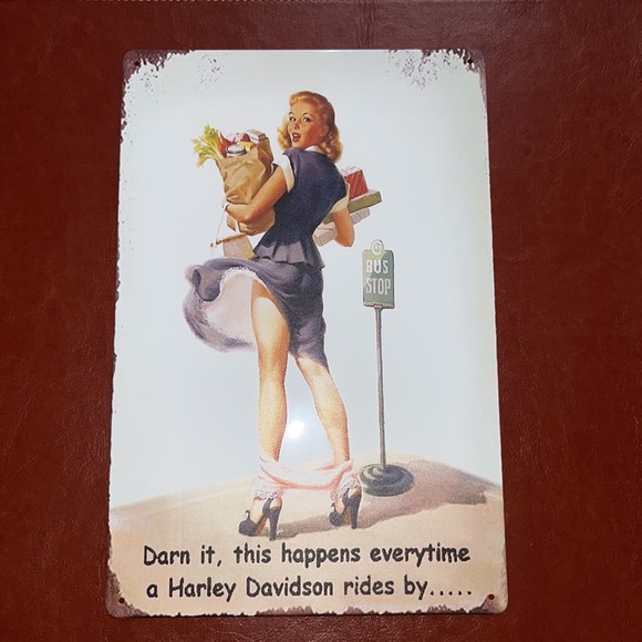 Retro Metal Tin “Darn it,This Happens Everytime a Harley Davidson Ride … - Picture 1 of 14